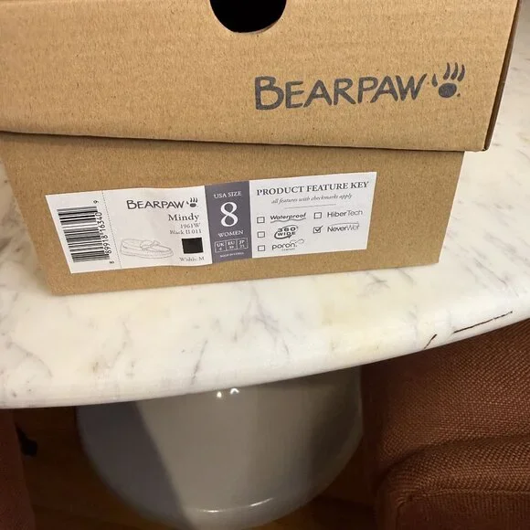 BEARPAW Mindy Genuine Sheepskin Fur Lined Moccasin Black Women's Size 8 NEW [jb] - Picture 6 of 11